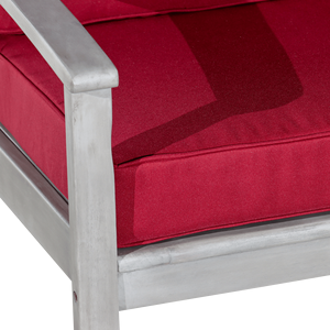 Divano da Giardino Deep Seat in Eucalipto con Finitura Grigio Argento e Cuscini Bordeaux - Product Image 5