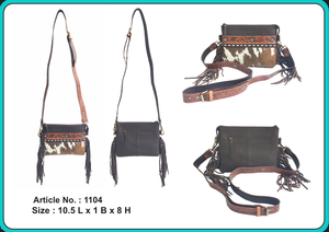 Nouveau sac bandoulière en cuir pleine fleur avec imprimé vachette, style bohème, fermeture éclair, décorations à pompons, pour usage quotidien - Product Image 2