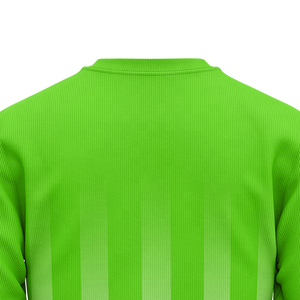 Sweat-shirt à col rond rayé vert fluo et blanc pour homme, avec logo personnalisé imprimé sur la manche, pull d'entraînement pour équipe, vêtements d'hiver en gros - Product Image 5