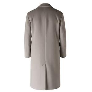 Manteau long en laine à chevrons pour homme en gris avec fermeture double boutonnage, design élégant et tissu de haute qualité - Product Image 2