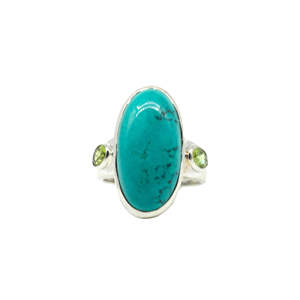 Natural Arizona <b>Turquoise</b> Eternity <b>Ring</b> for Women in 925 Sterling Silver Bezel Setting Elegant Handmade Jewelry for Party - Product Image 1