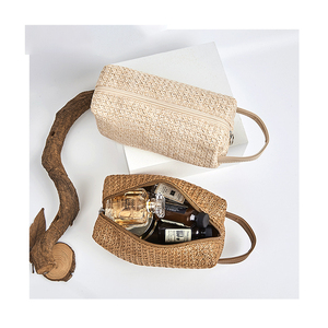 Leather Toiletry Bag Cosmetic <b>Case</b> Small Zipper Closure Portable <b>Makeup</b> Bag Simple Style Beige Color Toiletry Bag Travel - Product Image 6