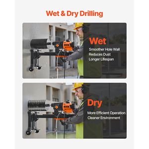 Machine de forage à noyau diamanté, diamètre de forage 0,8-10 pouces, foreuse à noyau pour béton, utilisation à sec ou humide, 10 forets 470/8 - Product Image 3
