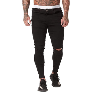 Jeans skinny déchirés pour hommes, coupe slim, denim tendance, pantalon décontracté, streetwear - Product Image 2