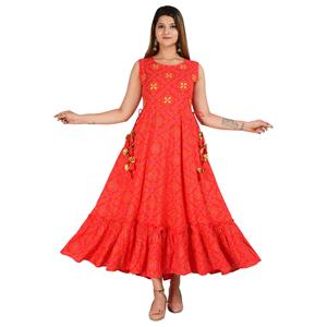 AARTI FASHION Salwar Kameez Décontracté Respirant à Taille Élastique, Silhouette Trapèze, Tissu Tissé à Nouer pour Tous les Jours - Product Image 3