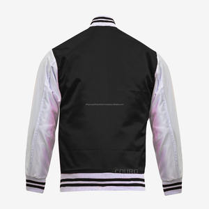 Chaqueta de satén 100% de alta calidad con logotipo personalizado al por mayor, chaqueta universitaria de satén negra impermeable - Product Image 6