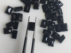 Onyx noir naturel 8x6MM, coupe octogonale, pierres précieuses de qualité supérieure pour la fabrication de bijoux - Product Image 2