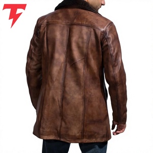 Abrigo Largo de Invierno de Cuero Ecológico, Transpirable e Impermeable, con Cuello Mao, Doble Botonadura y Relleno de 320g - Product Image 4