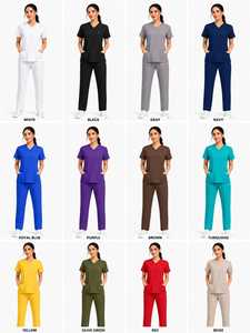 Ensemble de Blouse Médicale et Pantalon Jogger pour Femme, Col en V, Marque Privée, Uniforme d'Infirmière, Tissu Doux et Extensible, Tenue Médicale OEM - Product Image 4