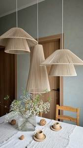 Lámpara Colgante de Ratán Natural Estilo Nórdico, Lámpara de Techo de Bambú Tejida a Mano para Decoración de Hogar, Hotel, Cafetería - Product Image 1