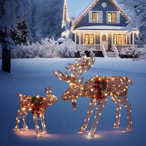 4ft 30V 3.6W Moose Family 200LED Leather String Light Garden Decoration 2pcs Brown 4ft 30V 3.6W Moose Family Light Light Light - Product Image 6