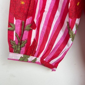 Robe longue d'été pour femme en coton 100% imprimé floral à la main, écologique, légère, respirante, col en V, manches bouffantes, décontractée - Product Image 5