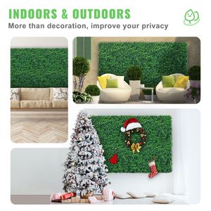 12 Pezzi Pannelli di Siepe Artificiale in Bosso 60x40 cm, 32 Piedi Quadrati, Parete per Privacy, Muro Verde 4 cm per Interni - Product Image 2
