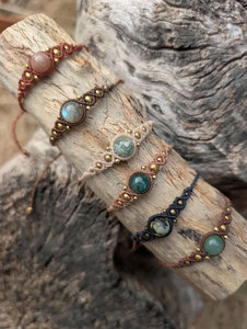 Handmade Macrame <b>Bracelet</b> Green Stone Adjustable Boho Bohemian Jewelry Natural <b>Gemstone</b> <b>Bracelet</b> for Women - Product Image 3