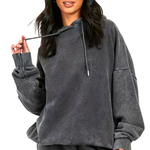 Trajes deportivos con efecto acid wash personalizados, 100% algodón de rizo, chándal oversize con cremallera para hombre, estilo flare apilado, ropa de calle de invierno para mujer - Product Image 5
