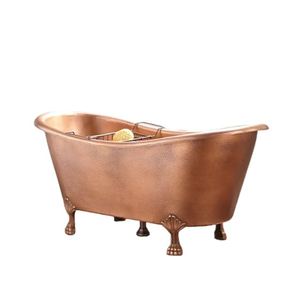Bañera Ovalada Independiente de Cobre Puro, Bañera sin Tapa con Acabado Niquelado para Baño en Casa - Artesanía India - Product Image 2