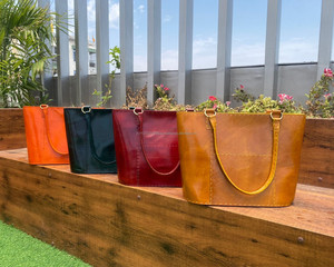 Nouveau personnalisé Orange cuir femmes sac fourre-tout à la main véritable Crazy Horse cuir luxe sac à bandoulière sac à main fermeture éclair sac à main - Product Image 4