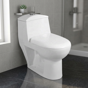 Inodoro moderno de una pieza con sifón cerámico, conjunto completo de WC, artículos sanitarios para exportación al mercado africano - Product Image 6