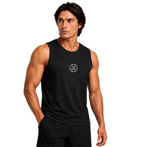 Débardeur de sport noir pour homme en coton, sans manches, pour entraînement, fitness, musculation, athlétisme, vêtement de sport - Product Image 3