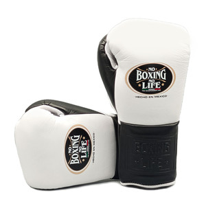 Guantes de Boxeo con Cordones No Boxing No Life, Blancos y Negros, de Cuero, Hechos en México, Equipo de Boxeo para Adultos - Product Image 1