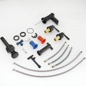 Rubinetto da Bagno Nero a 3 Fori da 8 Pollici con Doppia Leva e Scarico a Scomparsa per Lavabo - Product Image 6