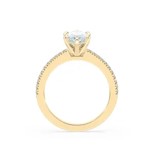 Elegante Anillo de Compromiso con Diamante Corte Marquesa, Oro Rosa, Piedras Laterales Pavé, Anillo de Boda, Joyería Nupcial de Lujo, Regalo de Cristal Fino - Product Image 6