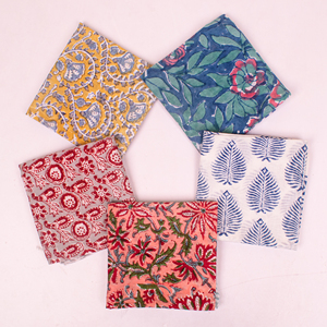 Handmade Organic Cotton Floral Vintage Block Print Scarf Lightweight Eco-Friendly Hair/Neck Wrap Bohemian Unisex Accessory - Product Image 3