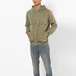 Sudadera con capucha de forro polar con lavado ácido para hombre, con cremallera, diseño liso, cuello con capucha para invierno, estampado digital y teñido liso - Product Image 6