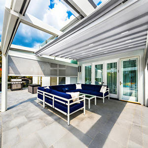 Bâche rétractable pour pergolas, protection UV, pare-soleil rétractable, <span class=keywords><strong>pergola</strong></span> en aluminium certifiée CE pour jardin, terrasse, balcon - Product Image 5