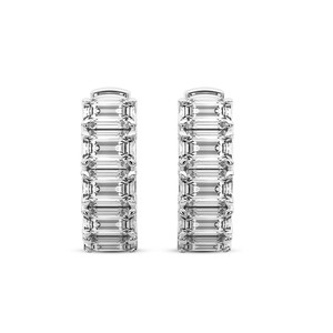 Hermosos Pendientes de Aro de Oro Sólido de 18k con Esmeralda Darya y Diamantes de Laboratorio (3 CT.) Tw. Pendientes con certificado IGI para mujer - Product Image 1