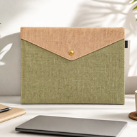 Pochette de classement écologique en jute avec fermeture boutonnée, style mode, 11x8 pouces, pour documents, réutilisable, faite à la main, pour bureau