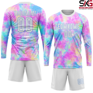 Ensemble de maillots de football tie-dye personnalisés à manches courtes, uniforme de football à séchage rapide, kit d'entraînement pour hommes et jeunes - Product Image 2