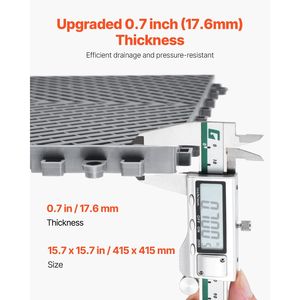 Tappetino Modulare Drenante a Incastro 4.78m x 4.78m 24 Pezzi Antiscivolo Grigio in PP, Cuscino di Giunzione per Pavimentazione in Plastica 4.78m x 4.78m 24 - Product Image 3
