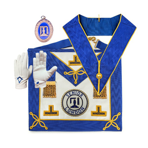 Ensemble complet de regalia maçonniques de la Franc-maçonnerie de Londres, style Craft Provincial Senior, avec tablier, collier, bijoux et gants, vente en gros - Product Image 1