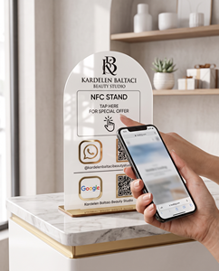 Support de signalétique vertical élégant en acrylique avec base en bois pour la publicité en magasin et les outils de marketing sur les réseaux sociaux - Product Image 6