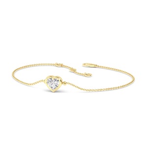 Heart Shape Bezel <b>Set</b> Lab Grown Diamond Solitaire Chain Bracelet 0.50 CTW 9K Rose Gold - Product Image 4