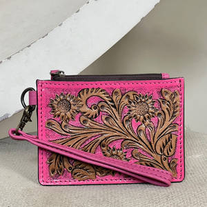 Monedero de Cuero Genuino Hecho a Mano 2026, Diseño Floral Único, con Cierre, para Tarjetas de Crédito, Mini Monedero Unisex de Lujo para Uso Diario - Product Image 3