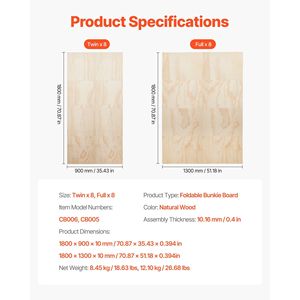 Full Size Bunkie Board 0.4 <b>Foldable</b> <b>Bed</b> Board Slats Connection 8 Piece Burlywood <b>Mattress</b> Support Boards Ready to Use - Product Image 2