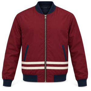 Chaqueta bomber de talla grande para hombre, con bloques de color, con cremallera, informal, para otoño - Product Image 1