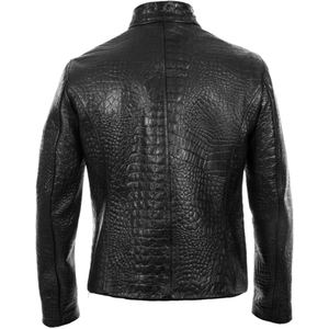 Chaqueta de invierno para hombre de cuero de cocodrilo auténtico de alta calidad con forro de seda - Product Image 3