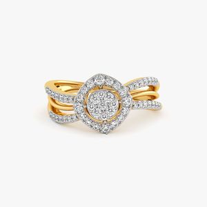 Yellow Gold Round Halo Split Shank Lab Grown Diamond Ring - Product Image 4