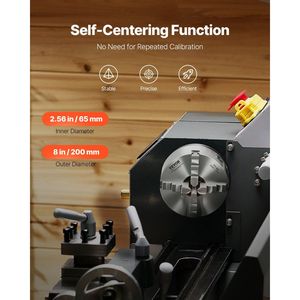 Mandrino per tornio a 4 griffe da 8 pollici (200 mm) con piastra di supporto autocentrante filettata da 1 1/2 pollici-8, 0,16-7,87 (4-200 mm) Clampi - Product Image 3