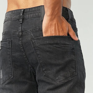 Veste en jean slim délavée pour homme, coupe ajustée, multi-poches, fermeture éclair, style streetwear, bleu clair, effet usé, décontractée, en coton - Product Image 5