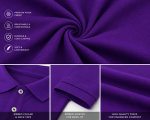 เสื้อเชิ้ตยูนิฟอร์มบริษัทแขนสั้นสีม่วงแบบเรียบสำหรับผู้ชาย |   ผ้าฝ้ายเจอร์ซีย์พรีเมียมปักโลโก้ |   ระบายอากาศได้ดี แห้งเร็ว - Product Image 5
