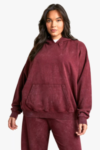 Hoodie Oversize Premium Personnalisé Grande Taille Bordeaux Effet Teinture Vintage en Polaire pour Femme et Homme, Vente en Gros, Fabricant, Vierge en Gros - Product Image 2