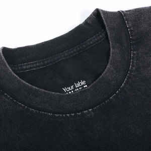 T-shirt personnalisé pour fabricants, délavé à l'acide, effet vieilli, orné de pierres et de strass, coupe oversize, carrée, courte, avec logo sur le devant, 100% coton - Product Image 2