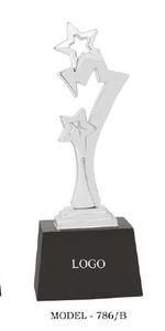 Trophée en métal Star Design modèle 786 A B C, finition plaquée, récompense durable pour les jeux sportifs avec base en bois noir - Product Image 5