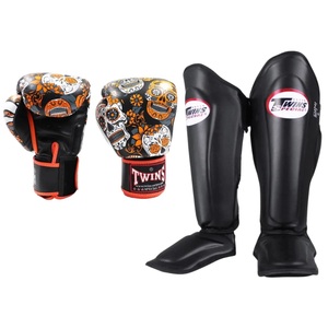 Set de Muay Thai y Kickboxing Twins FBGVL con Diseño de 3 Calaveras, Precio al por Mayor, Guantes de Boxeo de Cuero Premium y Protector de Tibia - Product Image 5