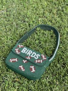 <b>Green</b> Football Pattern Beaded <b>Purse</b> With Birds Text Rectangle Shape Sports Theme Souvenir Bag - Product Image 5