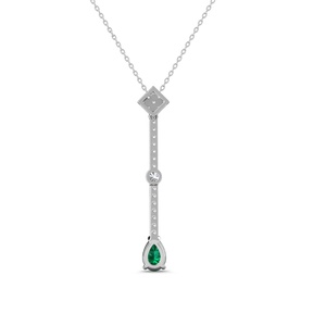 Collar con Colgante de Lágrima de Esmeralda Verde Intenso Cultivada en Laboratorio, Plata de Ley 925, Joyería para Mujer, Regalo, Joyería <span class=keywords><strong>Destiny</strong></span> - Product Image 3